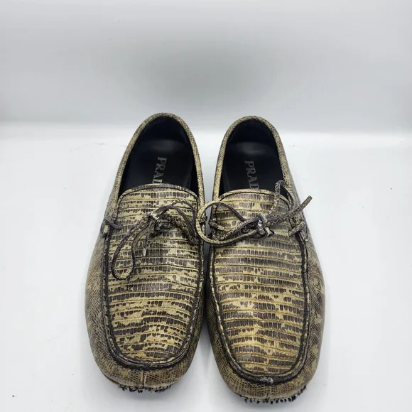 Prada Men's Textured Tan Loafers